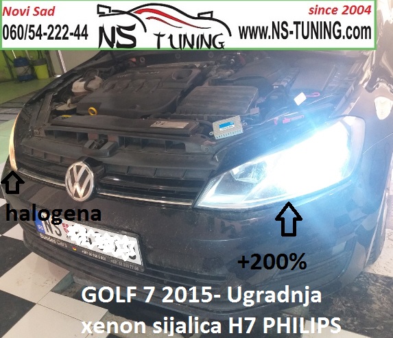 vw golf 7 2014 2015 2016 2017 2018 godiste ugradnja xenon ksenona h7 sijalica trafo balast novi sad beograd ns tuning philips